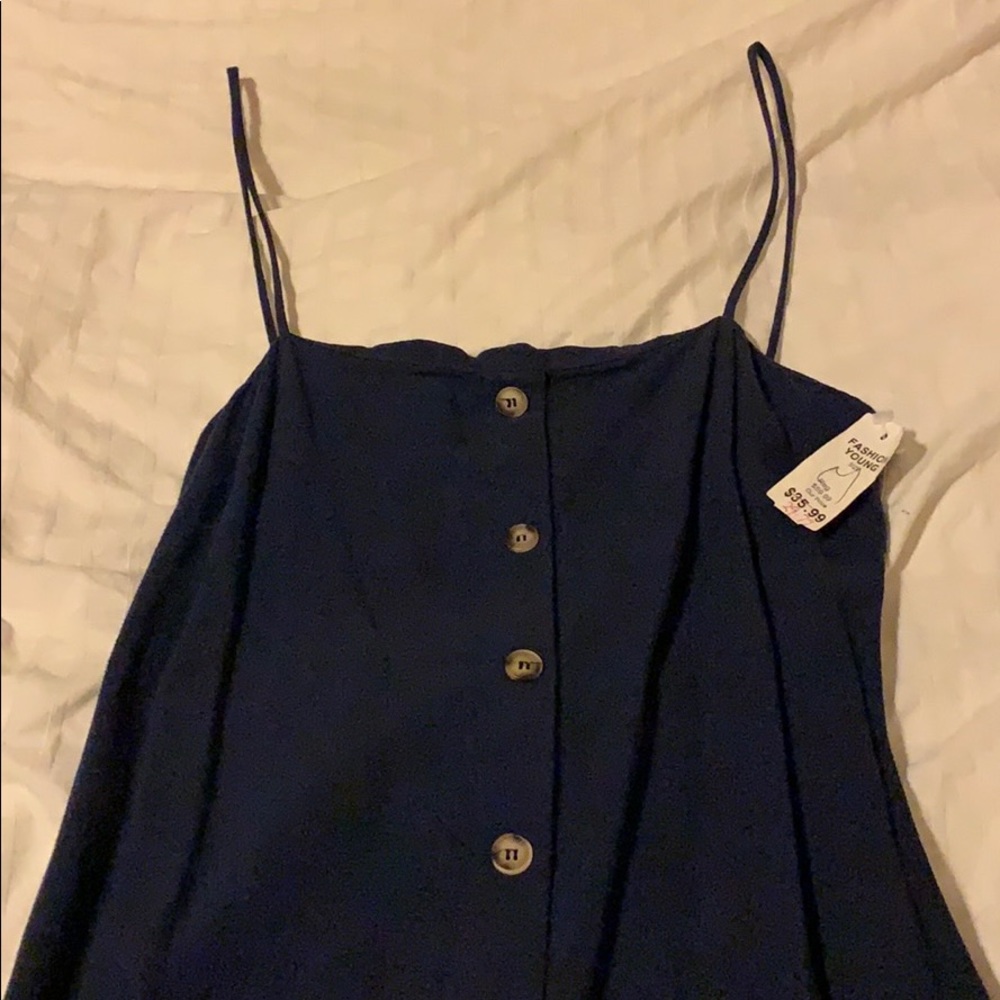 Navy blue Maxi Spaghetti strap dress - Picture 5 of 5